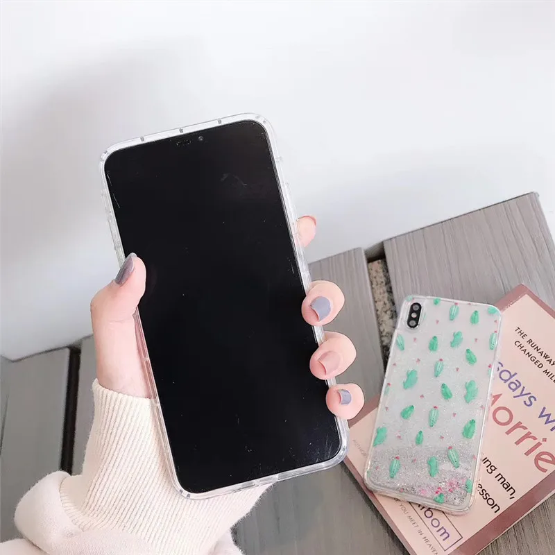 Зыбучий песок чехол для телефона в форме кактуса iphone XS MAX XR X Жесткий пластиковый