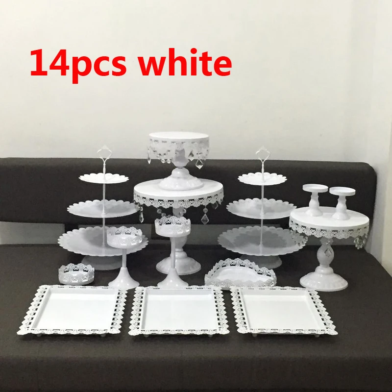 14pcs white Золотой, белый свадебный торт стенд комплект 14 шт. кекс стенд barware украшения приготовления торта инструменты формы для выпечки Комплект вечерние посуда - Цвет: 14pcs white