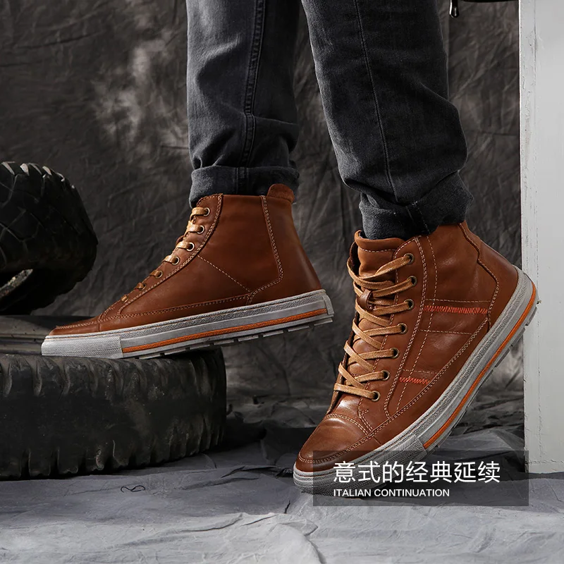 Мужские туфли на плоской подошве из 100% натуральной кожи модная Винтажная обувь