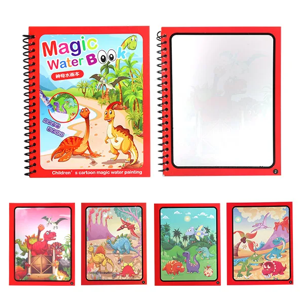 B Dinosaur World Волшебная водная книга для рисования, игрушки для раскрашивания, рисование, доска для рисования с волшебной ручкой для детей, игрушки, подарок на день рождения - Цвет: B Dinosaur World