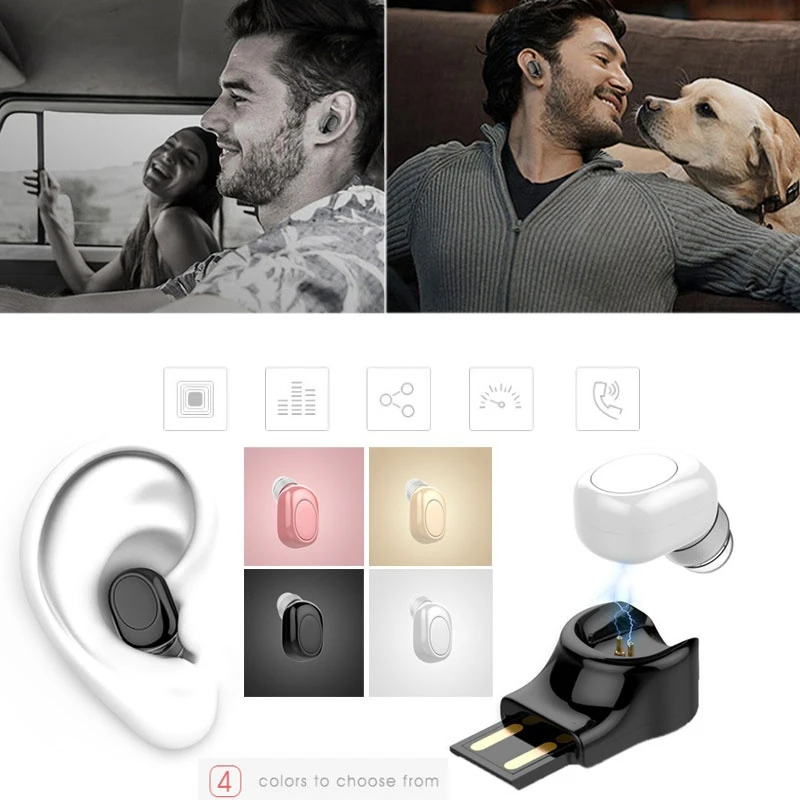 Мини Bluetooth спортивные наушники беспроводные с USB магнитной зарядкой в ухо