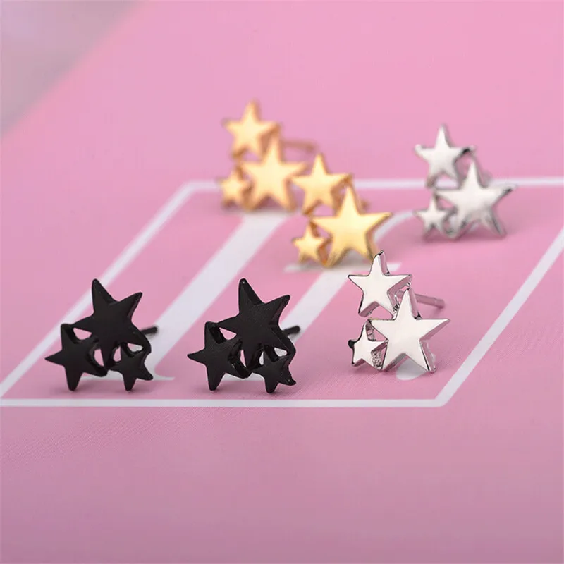 Женские серьги гвоздики с кристаллами черного и золотого цвета|Серьги-гвоздики| |