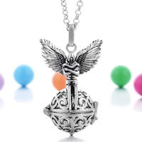 mexico balls angel and wings necklace pregnancy balls with lava stone locket aromatherapy essential oil diffuser necklace va 093