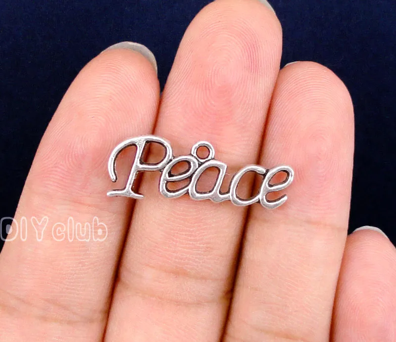 

50pcs-Antique Tibetan Silver Peace Charms Pendant 29x10mm