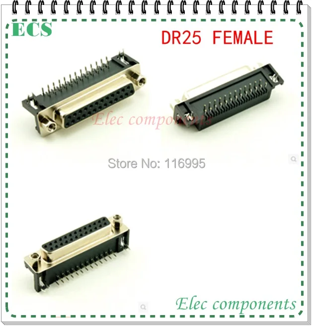 Бесплатная доставка 5 шт. 25PIN оптовая продажа правый угол Женский DR25 D sub PCB