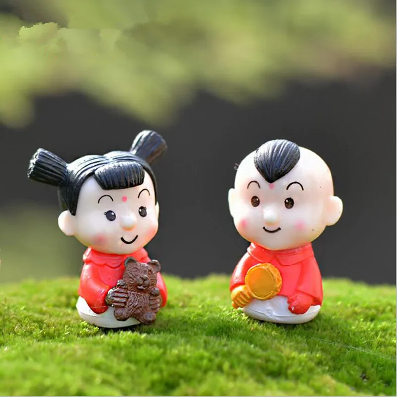 4 шт./компл. Мини мультфильм растения статуэтки микро пейзаж бонсай Fuwa Детские