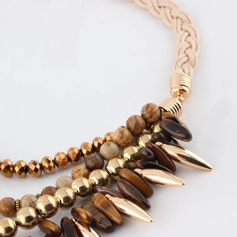 Sehuoran Natural Stone Necklaces Pendants Chunky Big Choker Necklace Crystal Vintage Collar Statement Jewelry For Chrismas Gift | Украшения