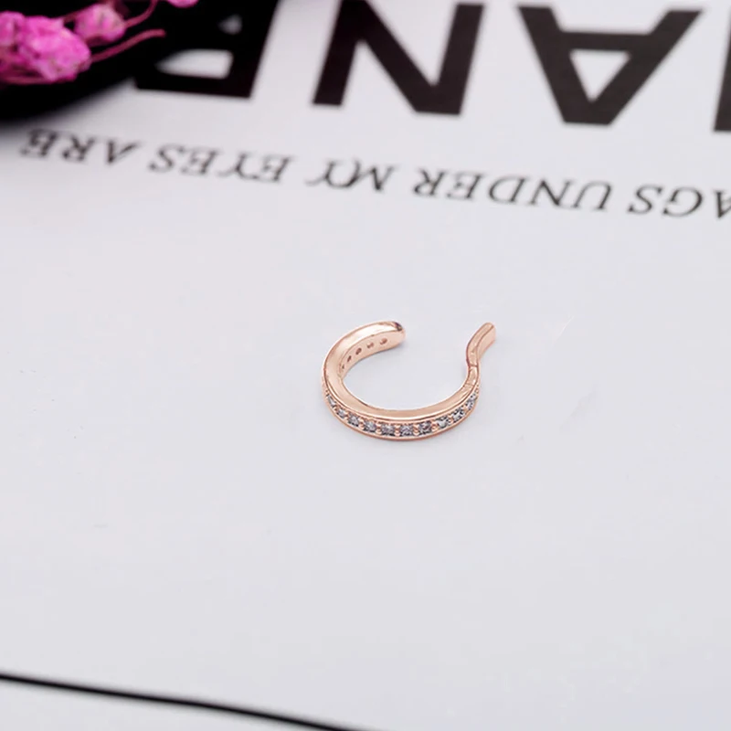 Модные каффы для ушей, Micro Pave CZ Циркон, круглые клипсы для ушей, серебряный цвет, не прокалываются, маленькие серьги, каффы для женщин и девушек