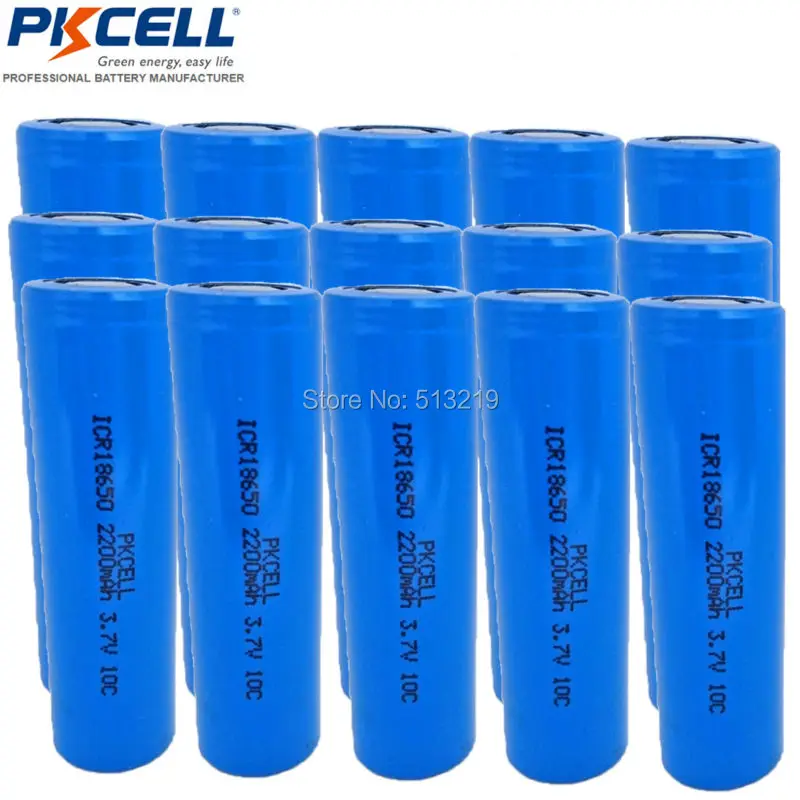 15 x PKCELL ICR18650 18650 аккумулятор 2200 мАч 3 7 в литий ионная аккумуляторная батарея без