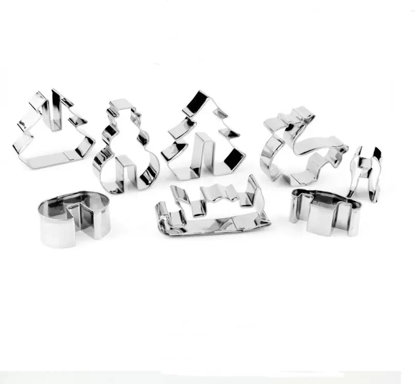 Светло-серый 8 шт./компл. торт бисквитный мусс формы 3D Рождество Нержавеющая сталь Fondant(сахарная) глазурь Плесень Резак DIY Инструменты для выпечки - Цвет: Светло-серый