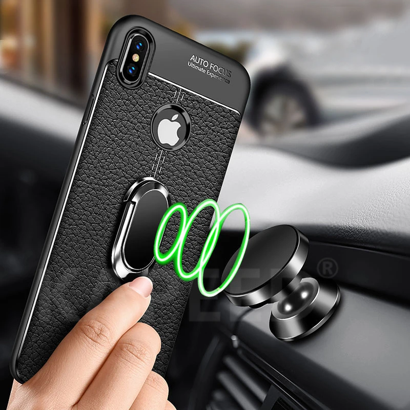Чехол с магнитным кольцом для Iphone 6 6S 7 8 Plus роскошный мягкий силиконовый чехол