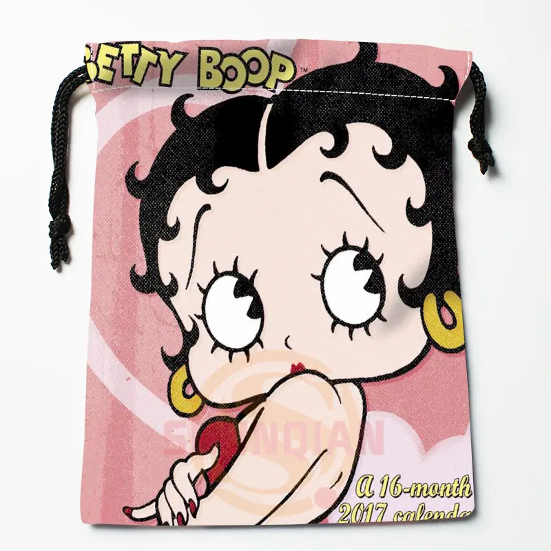 Новая сумка для хранения с принтом Betty Boop, 27x35 см, сатиновые сумки со шнурками, компрессионные сумки, индивидуальные подарки для вашего образа - Цвет: 9