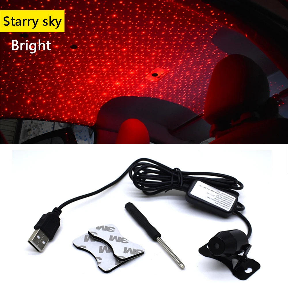 Автомобильная атмосферная лампа интерьерная окружающая звезда свет USB LED RGB цвета