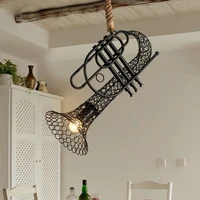 hemp rope pastoral vintage industrial pendant lighting lamp lights wrought iron led e27 loft sax american country cafe lamps