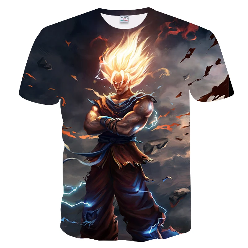 Бренд Dragon Ball Z футболка Для мужчин модные Повседневная Изделие из хлопка с