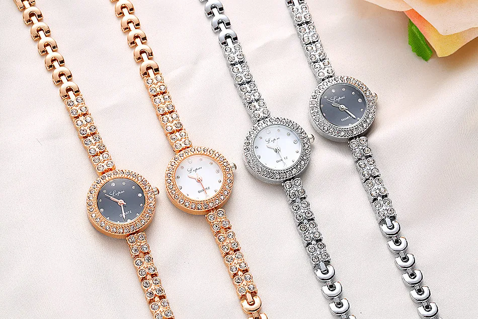 Lvpai Brand New Fashion Женщины Платье Часы Класса Люкс Кристалл Браслет Наручные Часы Часы Для Женщин Золото Повседневная Кварцевые Часы