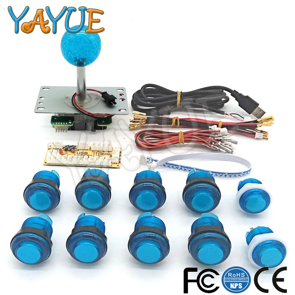 Blue Аркадный набор 2 игрока Jamma MAME части игровой консоли DIY с светодиодный джойстик 5Pin - Цвет: Blue