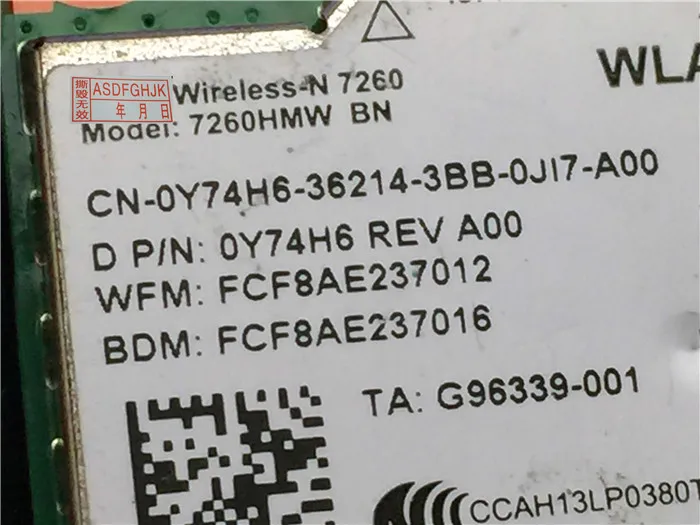 Оригинальная детская беспроводная Wi-Fi карта памяти для DELL 5537 Wireless-n 7260 7260hmw Bn Half Mini