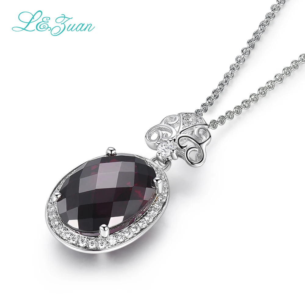 L &amp zuan натуральный 8.35ct гранатовый розовый фиолетовый камень S925 Серебряное