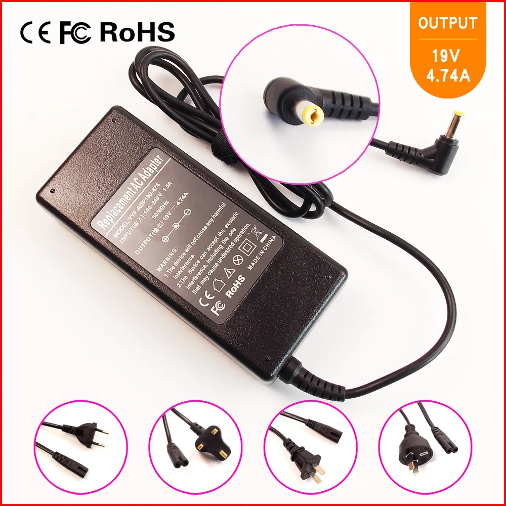 

19V 4.74A Laptop/Notebook Ac Power Adapter Charger For Acer TravelMate 4402 4404 4672 4674 5612 5720 6410 6413 6460 6592