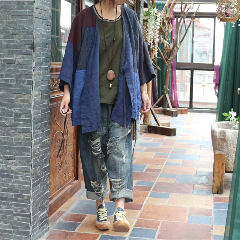 Женские льняные пальто с лоскутным поясом винтажные куртки 2019 Осенние новые