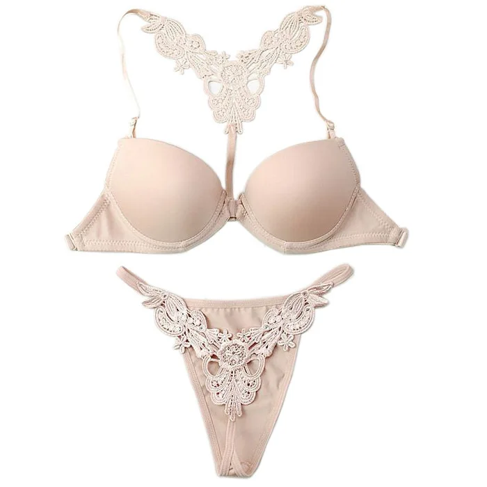 Комплект женского кружевного нижнего белья с застежкой спереди|bra set|wholesale bra setswomen