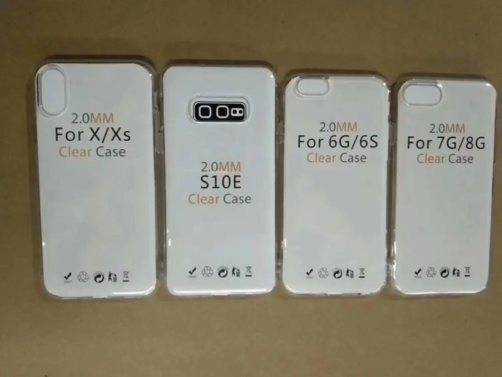 Phone Cases For iPhone 6 XS MAX Transparent TPU Case Cover For iPhone 11 pro max 8 Plus XR 2.0mm Cover Soft Silicone 100PCS