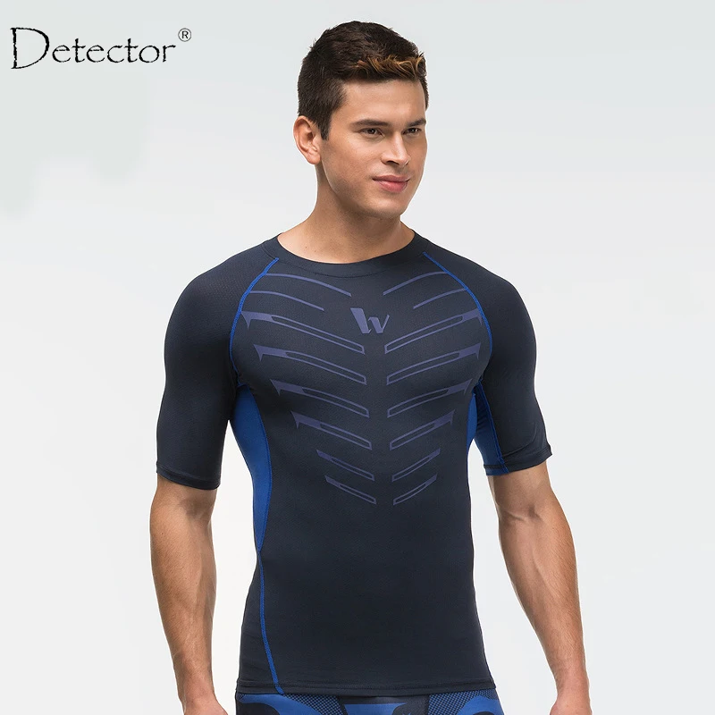 Detector Sport Man Leopard Camiseta Fitness Mens Compression Shirt Crossfit T-Shirt Running Tshirt Homme Cool Gym Clothing | Спорт и