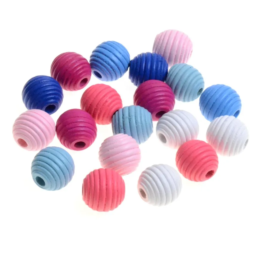 MIAOCHI DIY 20PCs 20mm Thread Beehive Wooden Beads For Jewelry Making Crafts Kids Toys Teething Spacer Beading | Украшения и