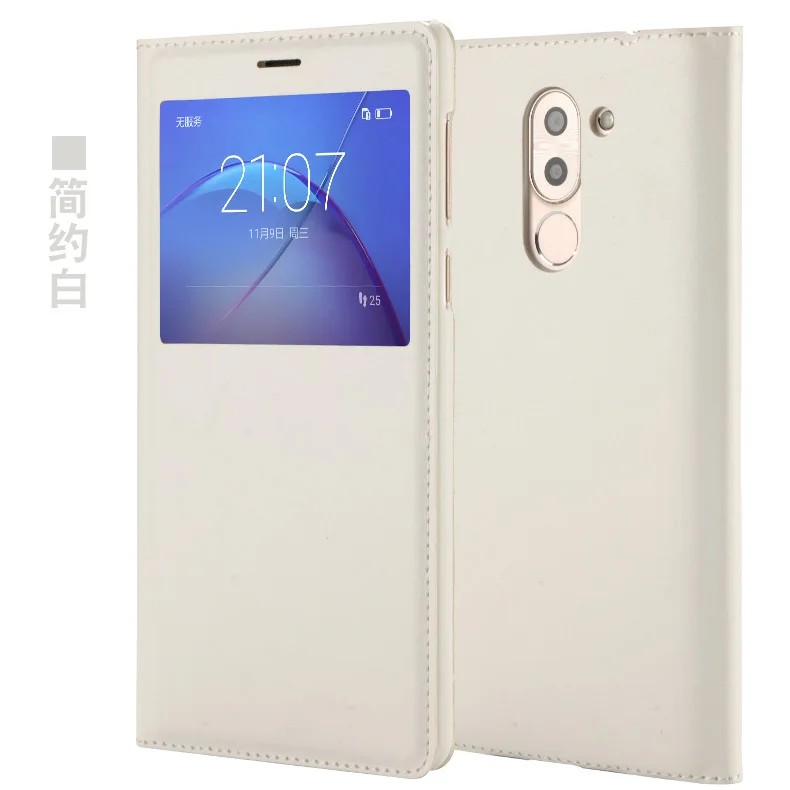 Роскошный кожаный чехол для huawei Honor 6X, чехол-книжка с окошком для huawei Honor 6X5,", Чехол Для Телефона - Цвет: white