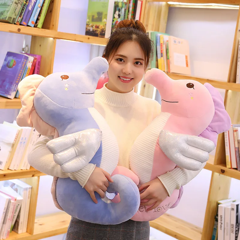 

70cm/90cm Cute Hippocampus Plush Toys Stuffed Plush Sea Horse With Wings Baby Doll Toys Sofa Pillow Cushion Birthday Gifts