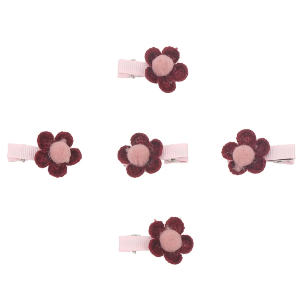5 шт./лот зажимы для волос собак из хлопчатобумажной пряжи Цветочные заколки
