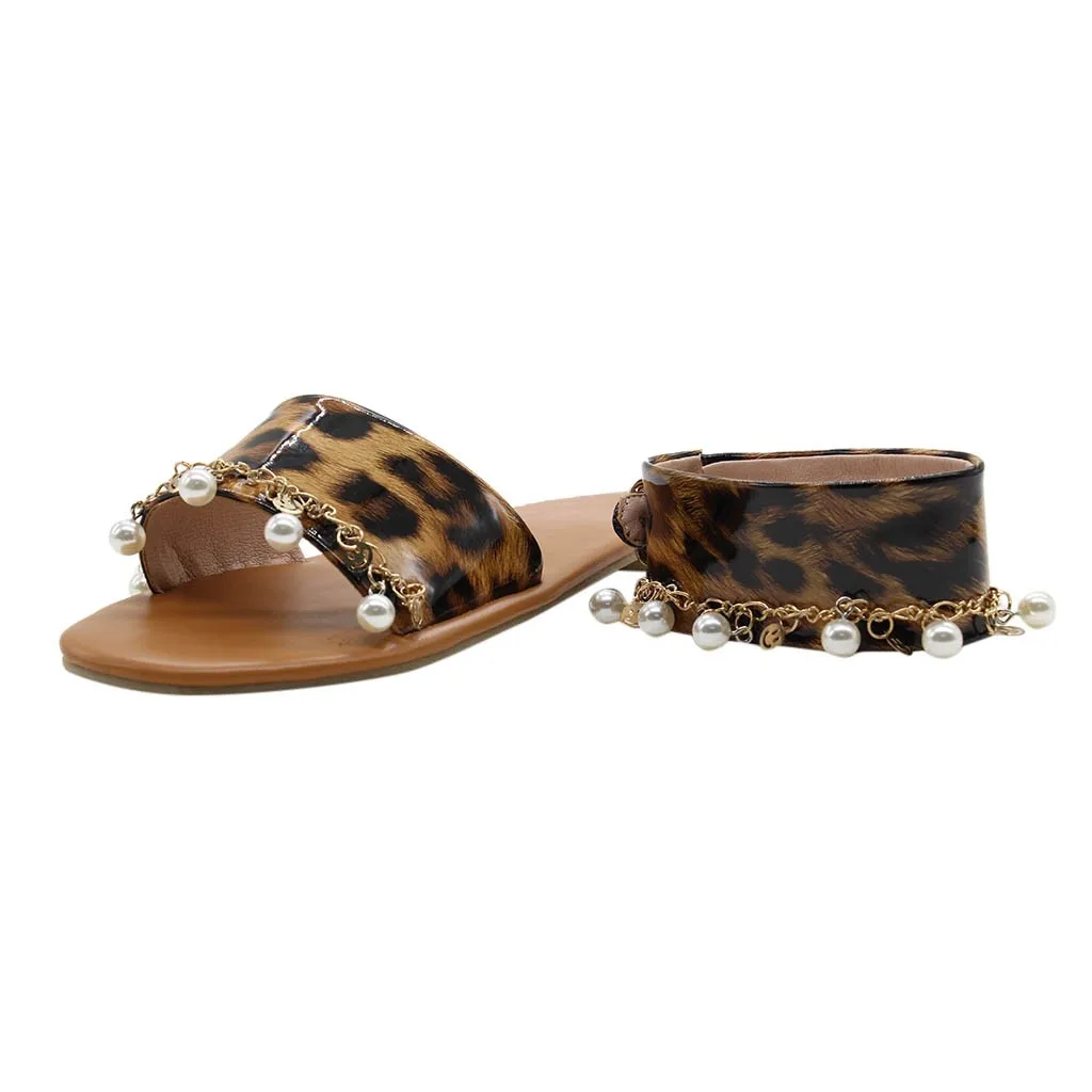 Fashion Women RomanLeopard Metal Rhinestone Ankle Strap Buckle Retro Sandals low heel sandals for women2019 new | Обувь