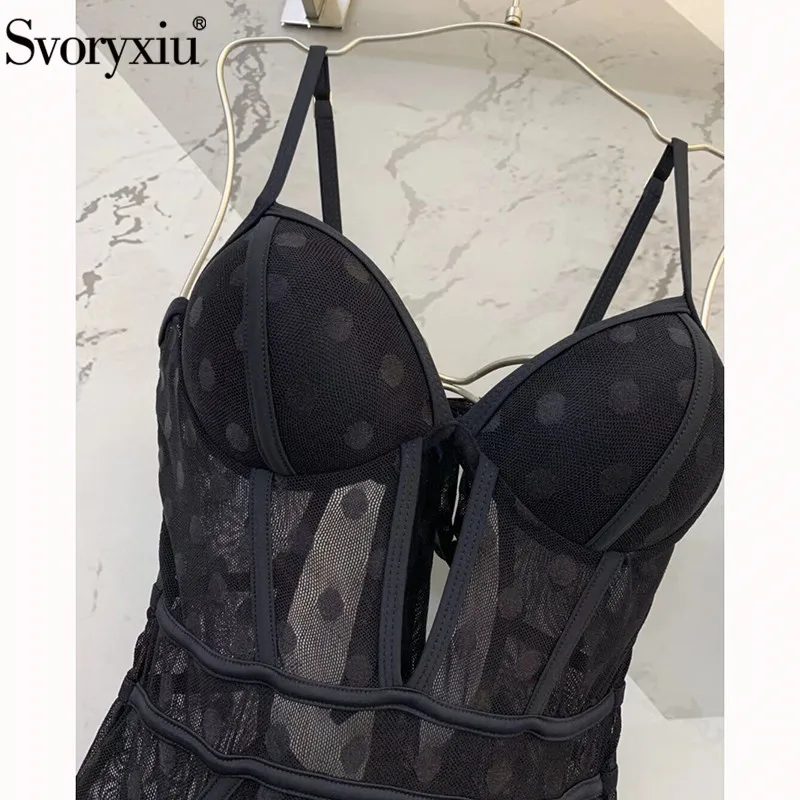 Женское кружевное боди с накидкой Svoryxiu черный однотонный фатиновый костюм на