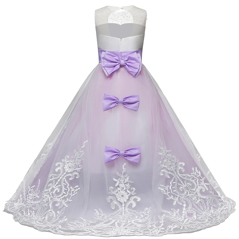 Lace Embroidery Girl Sleeveless Long Evening Dress Wedding Prom Birthday Party Dresses For Girls kids Children Teen Clothing | Детская