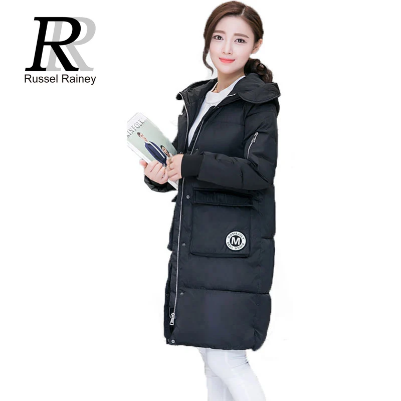 RR Winter Women Coats 2016 New Fashion Long Cotton Padded Jackets Female Thick Warm Hooded Parkas Solid Loose Outercoat | Женская одежда