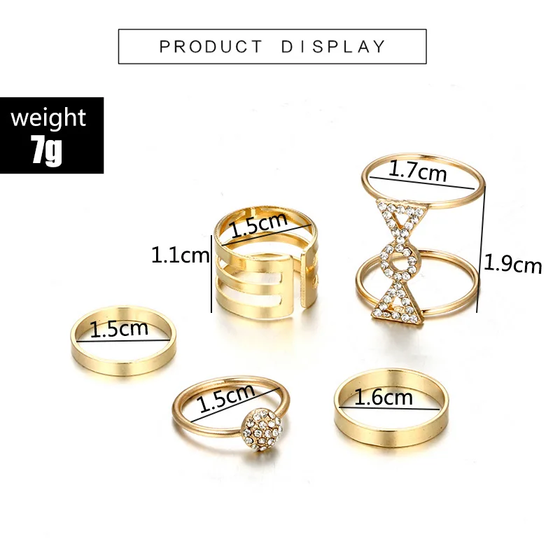 5 шт./компл. Кристалл Сияющий простой стиль палец кольцо набор для женщин бант