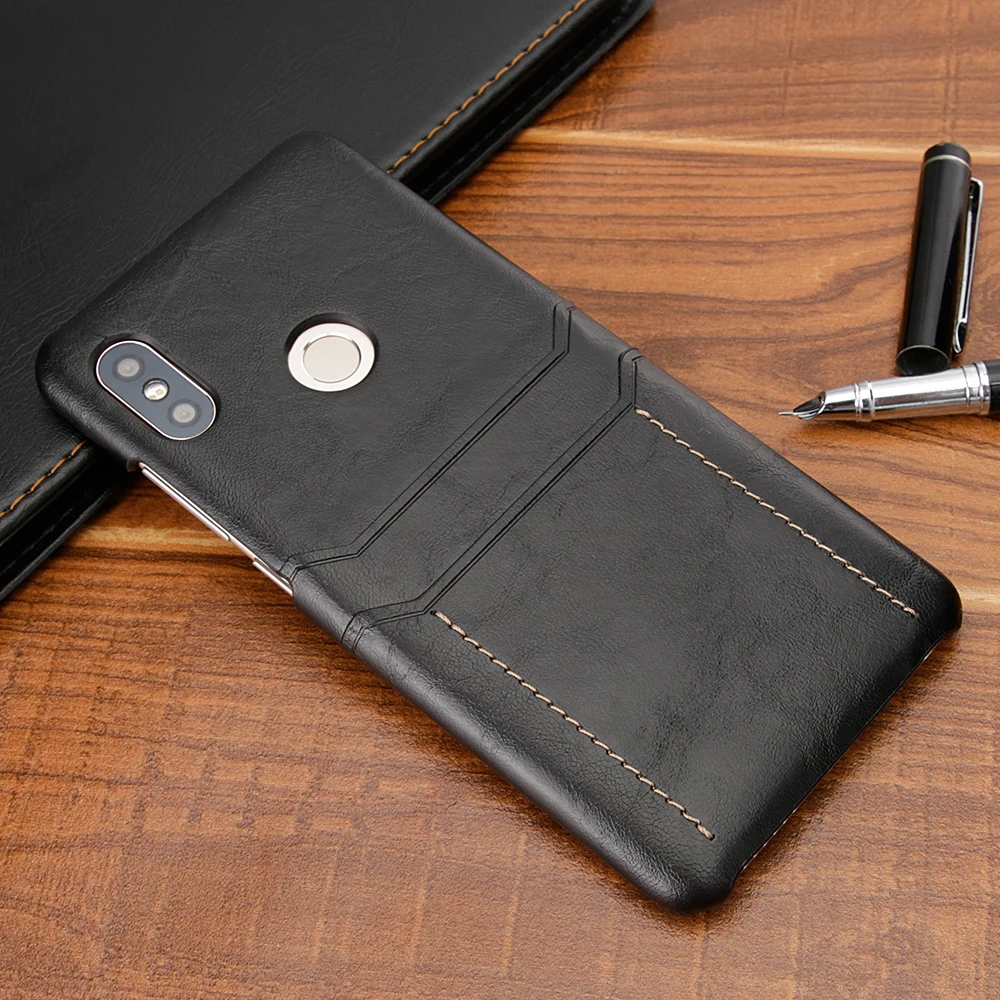 Держатель для карт кошелек чехол телефона Xiaomi Redmi Note 5 Global Роскошный Кожаный