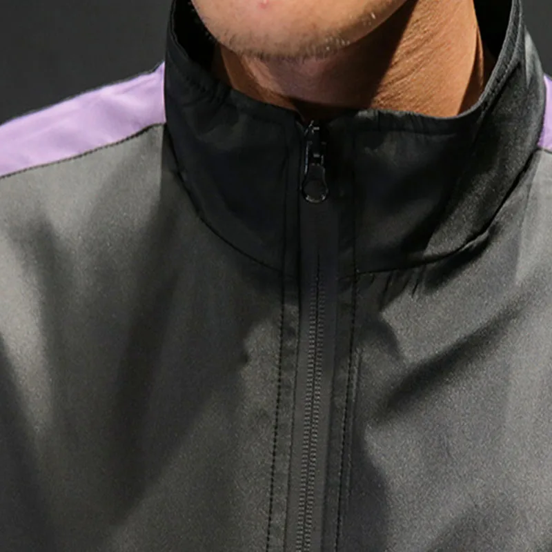 Мужская куртка бомбер с воротником стойкой повседневная приталенная уличная