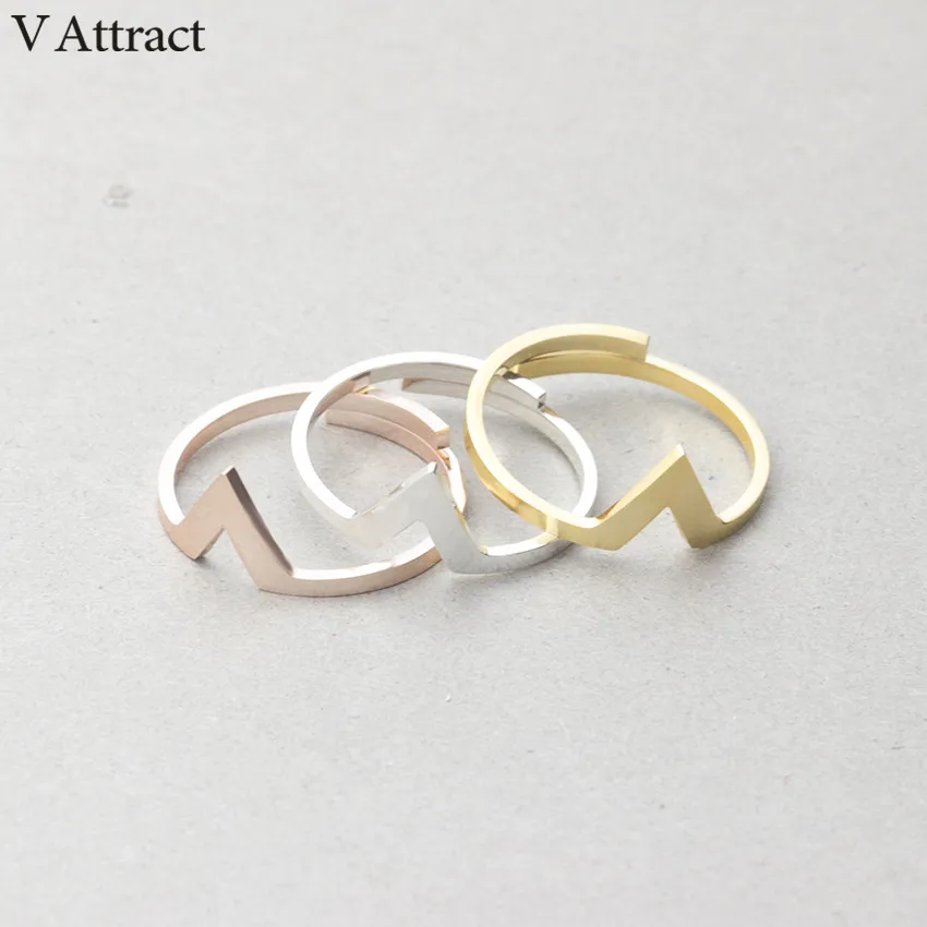 V привлечь ручной работы Нержавеющая сталь Винтаж Треугольники укладки кольцо