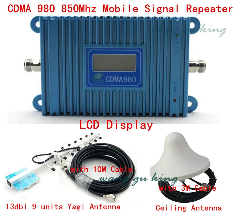 ЖК дисплей GSM CDMA 980 850 МГц Усилитель сигнала ПОКРЫТИЯ 1000 кв. М + 9 единиц Yagi антенна