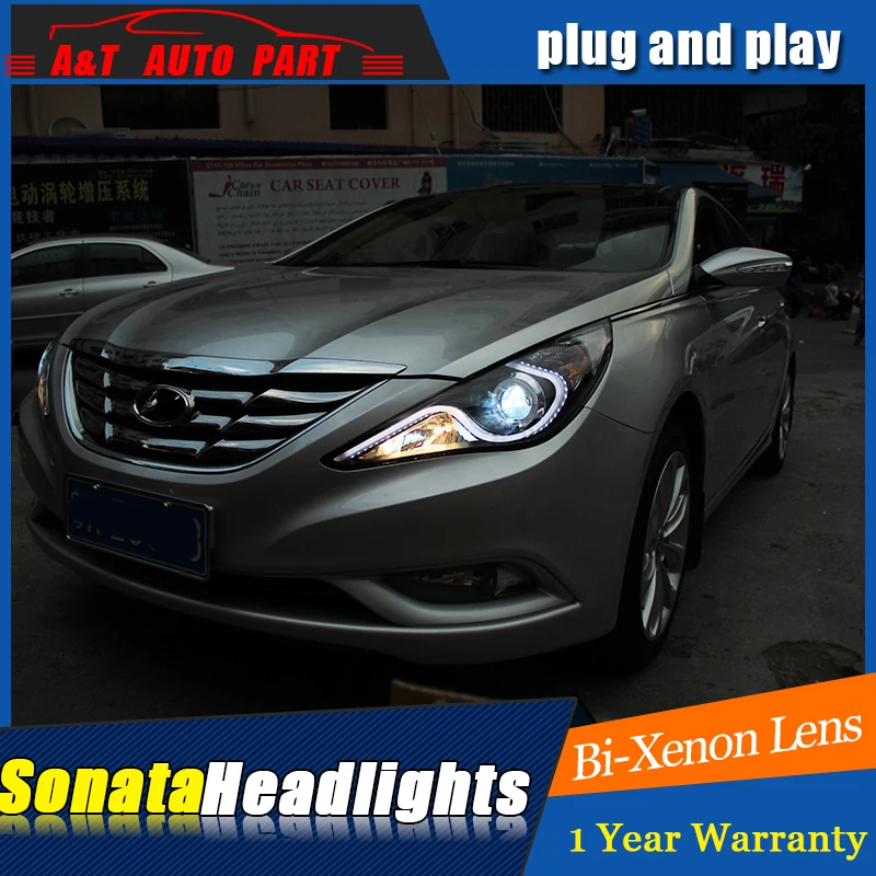 Автомобильный Стайлинг светодиодный фонарь для Hyundai Sonata фары 2011-2014 drl H7 hid Q5 Bi-Xenon