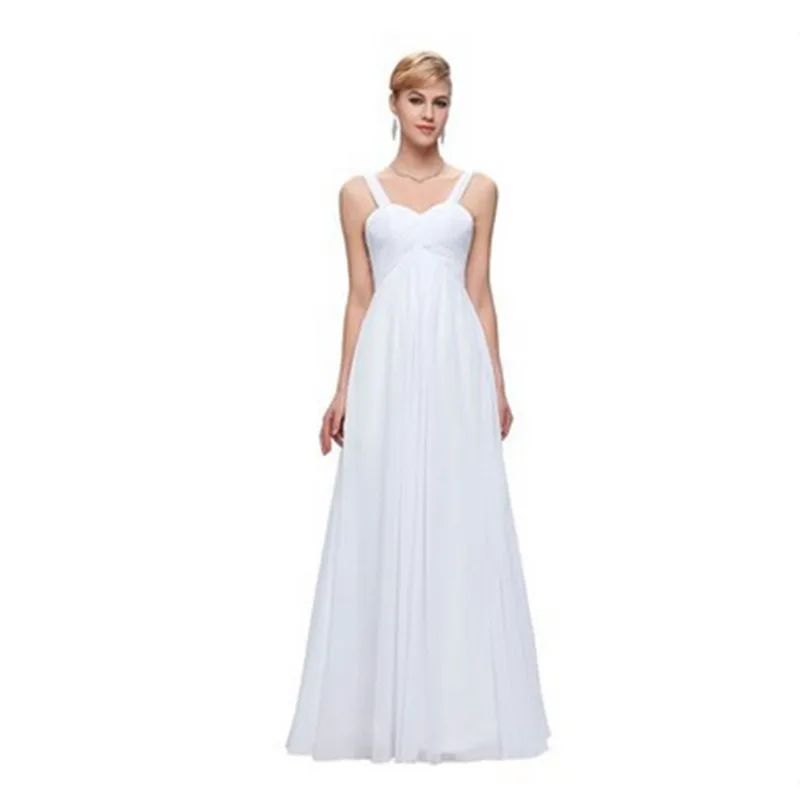 White QNZL1089J# шифоновые длинные свадебные платья на тонких бретельках винно-Красного цвета Новые летние Свадебные платья для свадьбы, выпускного вечера - Цвет: White