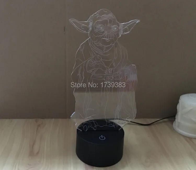Цельнокроеное платье 3D светодиодный настроение лампа, освещение, лампочка 3D футболка с Йодой из «Звездных войн» светодиодный маленький ночной Светильник для праздничного оформления свет
