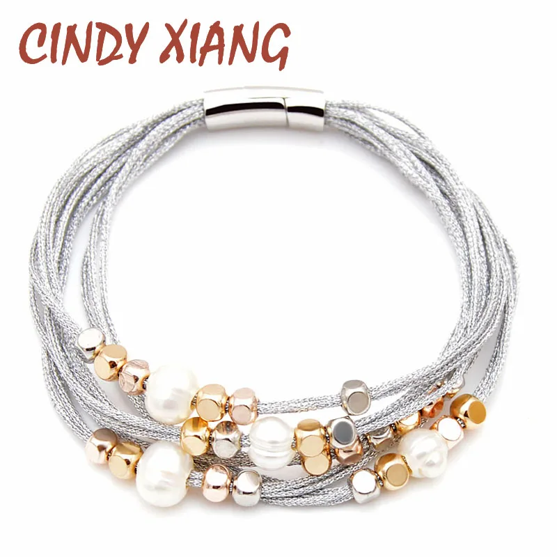 CINDY XIANG Новое поступление Пресноводный Жемчуг бусинки браслеты для женщин модные