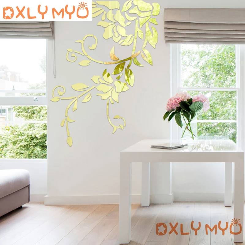 DIY spring nature fresh vivid plant wall sticker decorative mirror stickers for entrance decor living room decoration | Дом и сад
