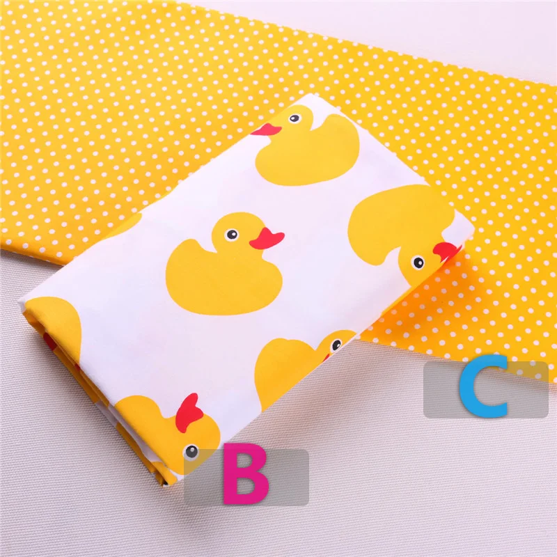 Полуметровая желтая утка с мультяшным принтом хлопковая текстильная ткань для