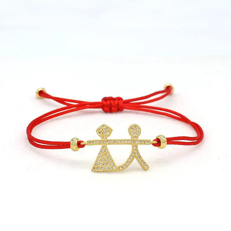 Брендовый милый Мишка Lucky Red Rope браслет женский модный микро проложить CZ Циркон