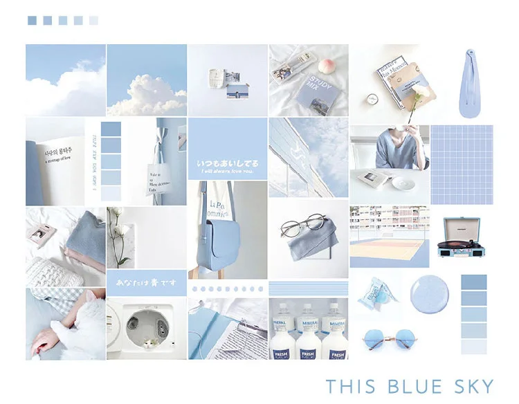 the blue sky 60 шт./упак. Ретро цветок персика маркер стикер планировщик дневник украсить винтажные канцелярские принадлежности Стикеры s пуля журнал Papeleria sl2111 - Цвет: the blue sky