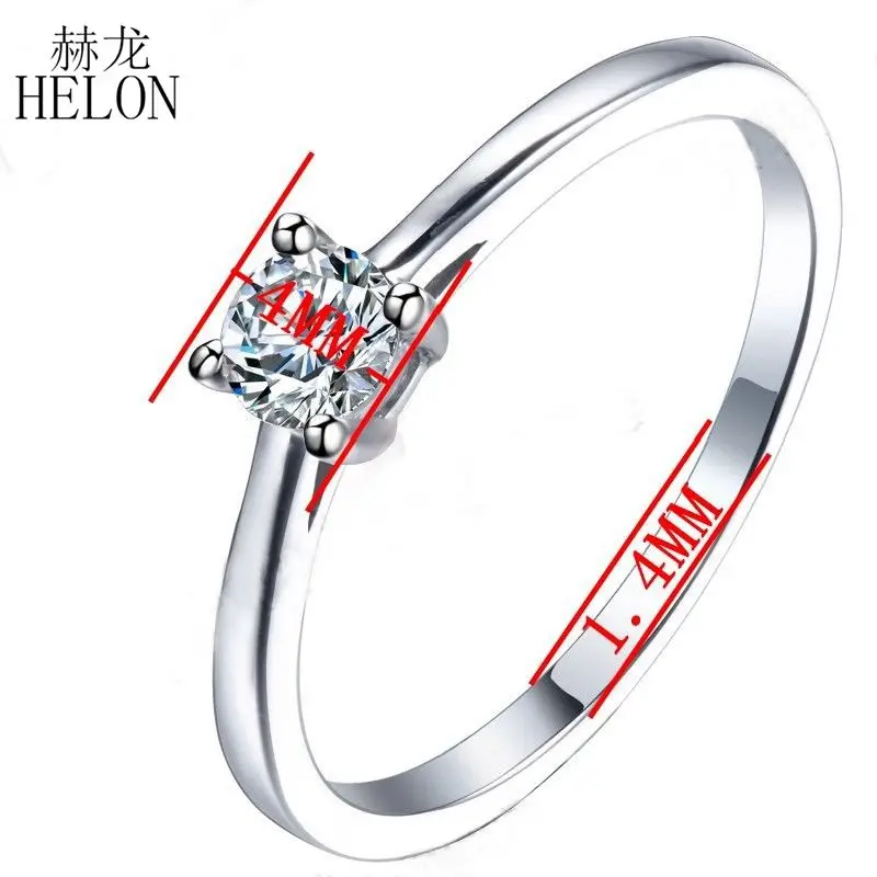 

HELON Solitaire 3.8mm Round Moissanites Ring Solid 14K White Gold Moissanites Engagement Wedding Rings For Women Fine Jewelry